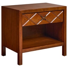 Widdicomb, Nightstand, Walnut, Brass, USA, 1950s