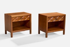Widdicomb, Nightstands, Walnut, Brass, USA, 1950s