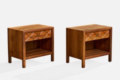 Widdicomb, Nightstands, Walnut, Brass, USA, 1950s