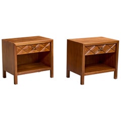 Widdicomb, Nightstands, Walnut, Brass, USA, 1950s