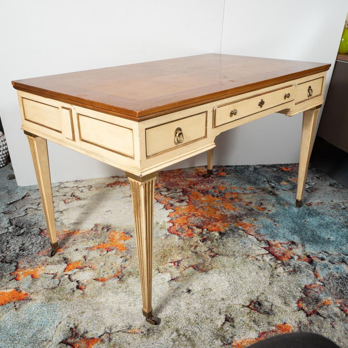 Hollywood Regency Widdicomb Painted and Gilt Wood Desk For Sale