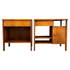 Widdicomb Pair of Walnut Banded Nighstands Designed by Dale Ford Mid Century