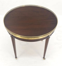 Widdicomb Round Brass Gallery Top Fluted Legs Lamp Side Table on Casters MINT