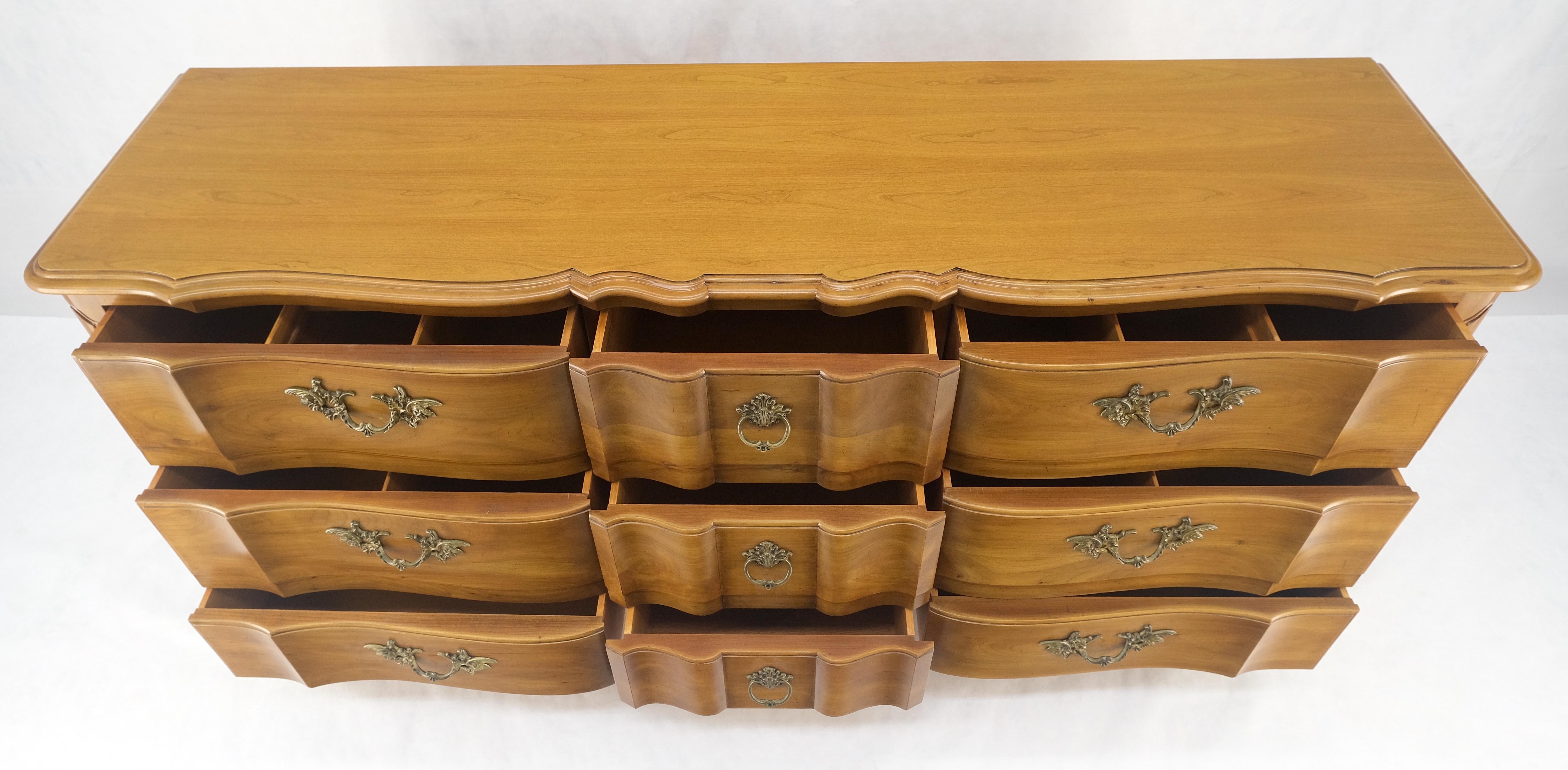 Widdicomb Solid Cherry 9 Drawers Serpentine Front Country French Dresser MINT! For Sale 10