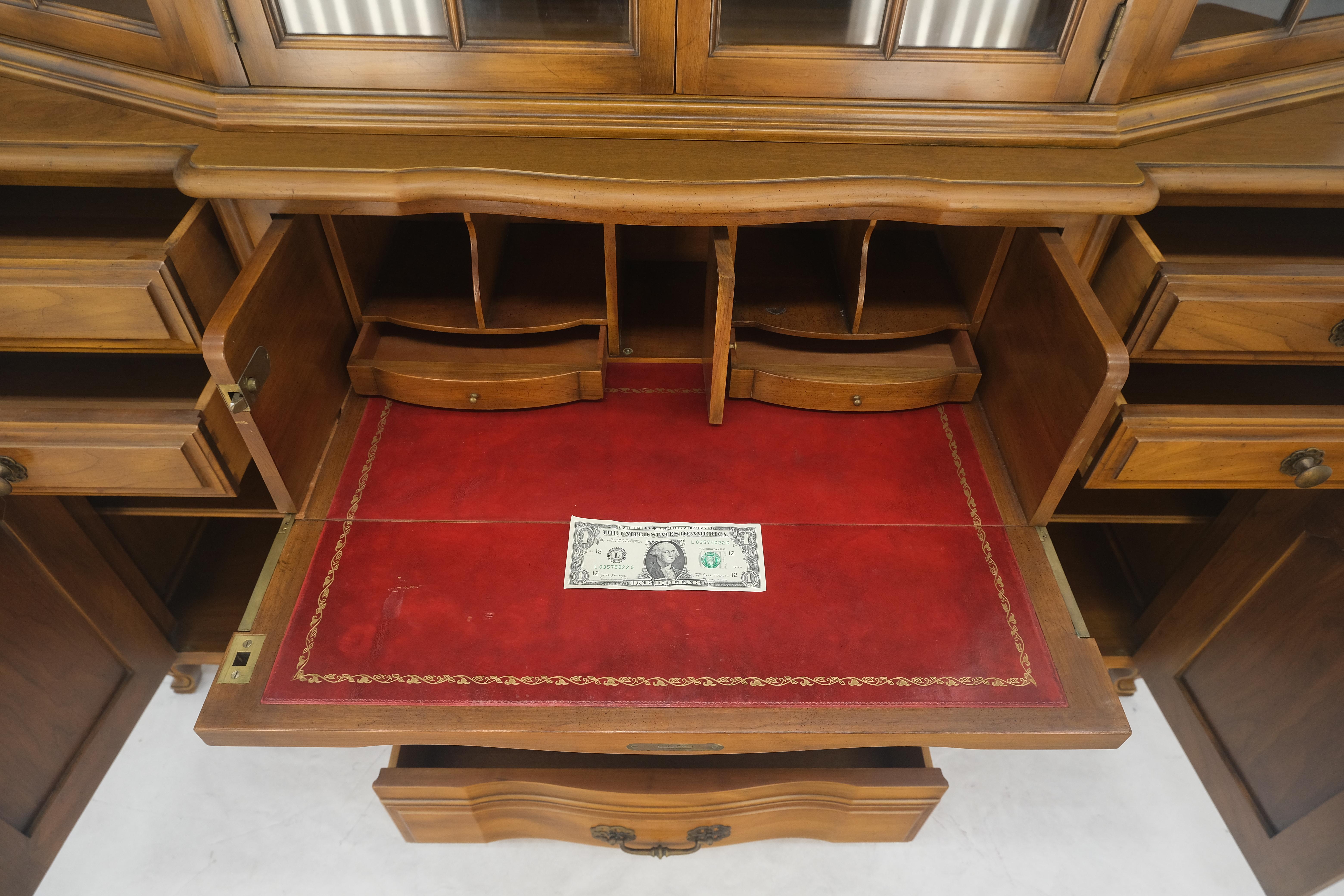 French Provincial Widdicomb Solid Cherry Butlers Drop Front Leather Top Desk Breakfront MINT For Sale