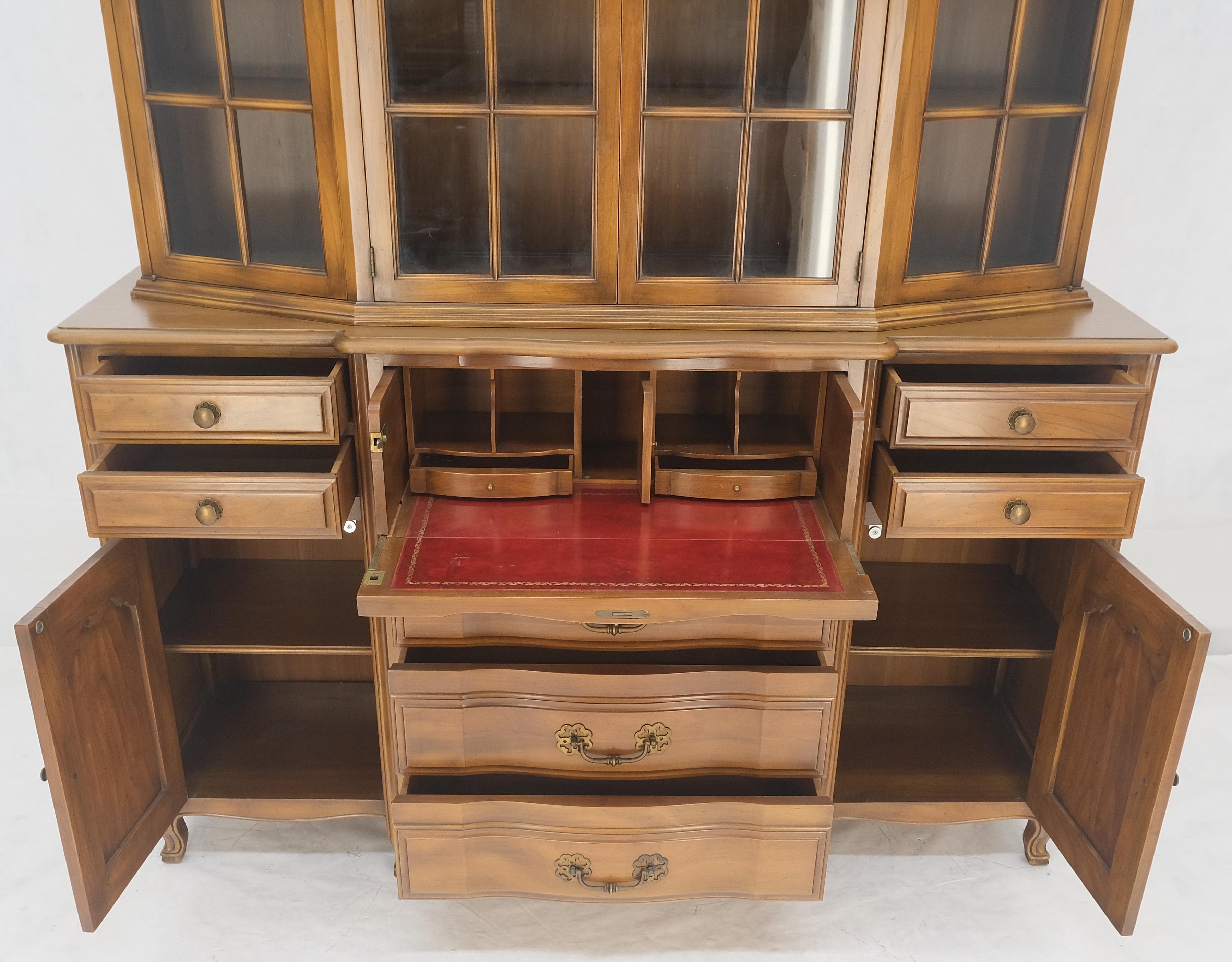 Brass Widdicomb Solid Cherry Butlers Drop Front Leather Top Desk Breakfront MINT For Sale