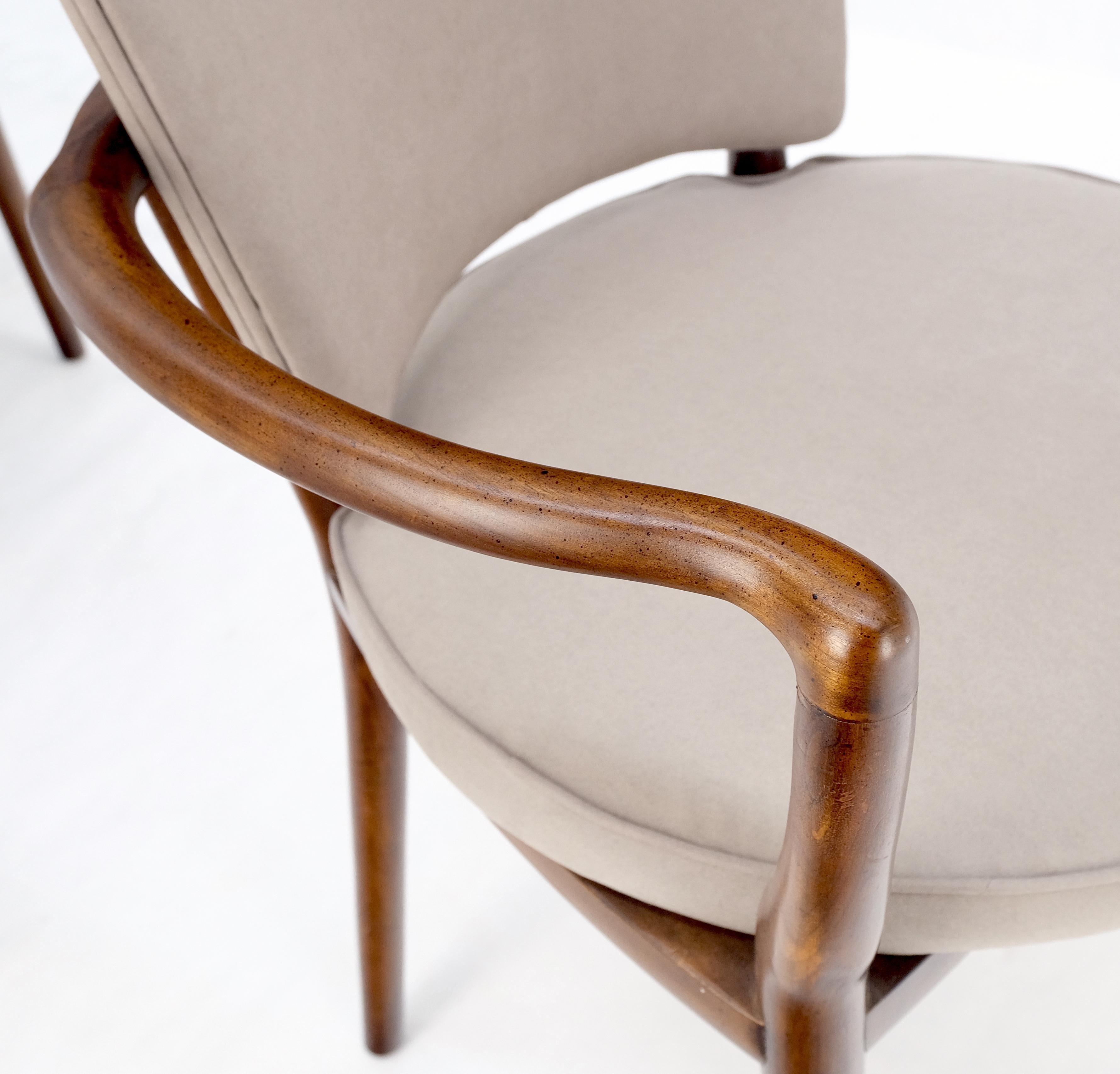 John Widdicomb solid walnut new Alcantera upholstery dining game table barrel shape chairs mint!