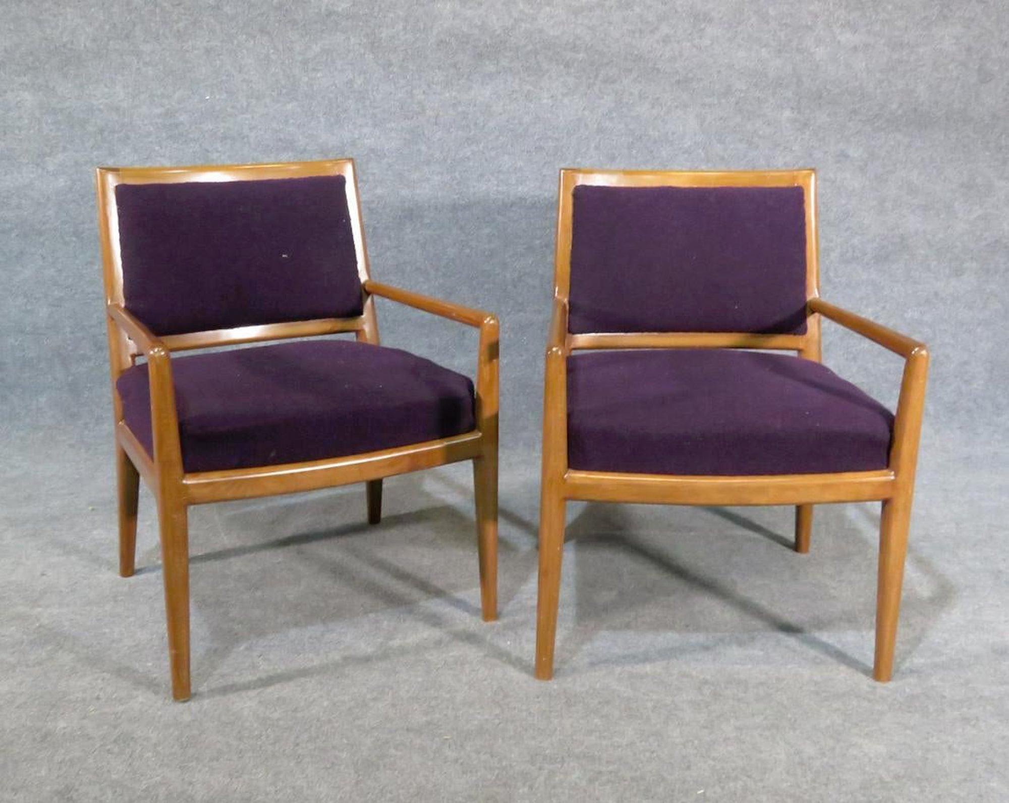 Mid-Century Modern style wood frame chairs in the style of John Widdicomb.
(Please confirm item location - NY or NJ - with dealer).
  