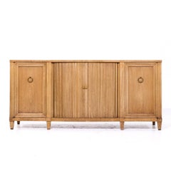Widdicomb Style Mid Century Bleached Mahogany Tambour Door Credenza