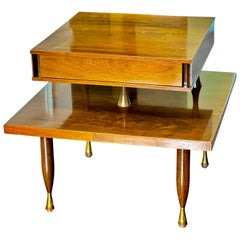 Widdicomb Style Walnut Floating Two Tier Side Table