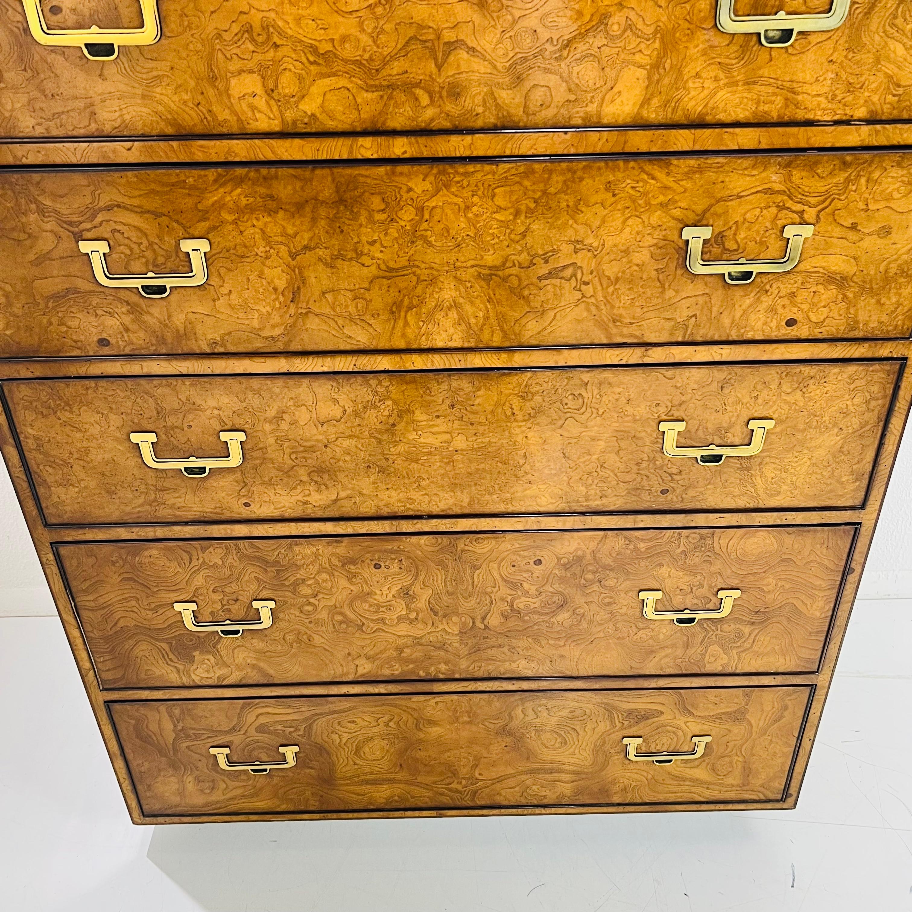 Mid-20th Century Widdicomb Tall Campaign Style Dresser on Casters