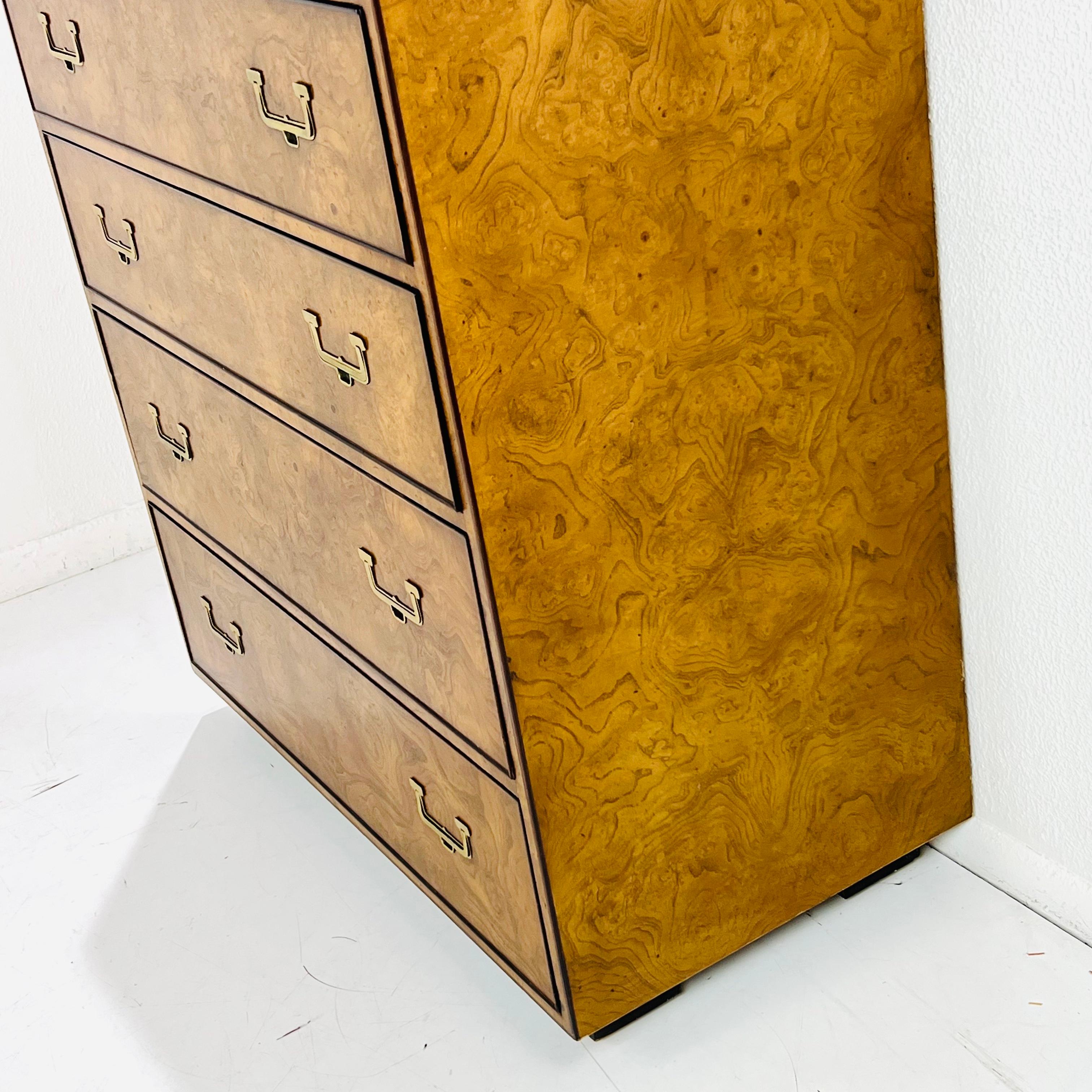 Brass Widdicomb Tall Campaign Style Dresser on Casters