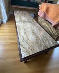 Widdicomb Three-Drawer Travertine Top Coffee Table, 1963