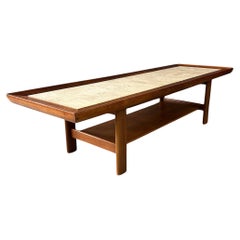 Widdicomb Travertine and Walnut Coffee Table by Dale Ford Mid Century