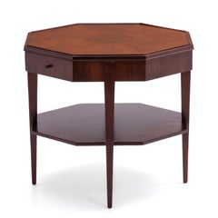 Widdicomb Walnut Octagon Lamp Side Lamp Table 1950s