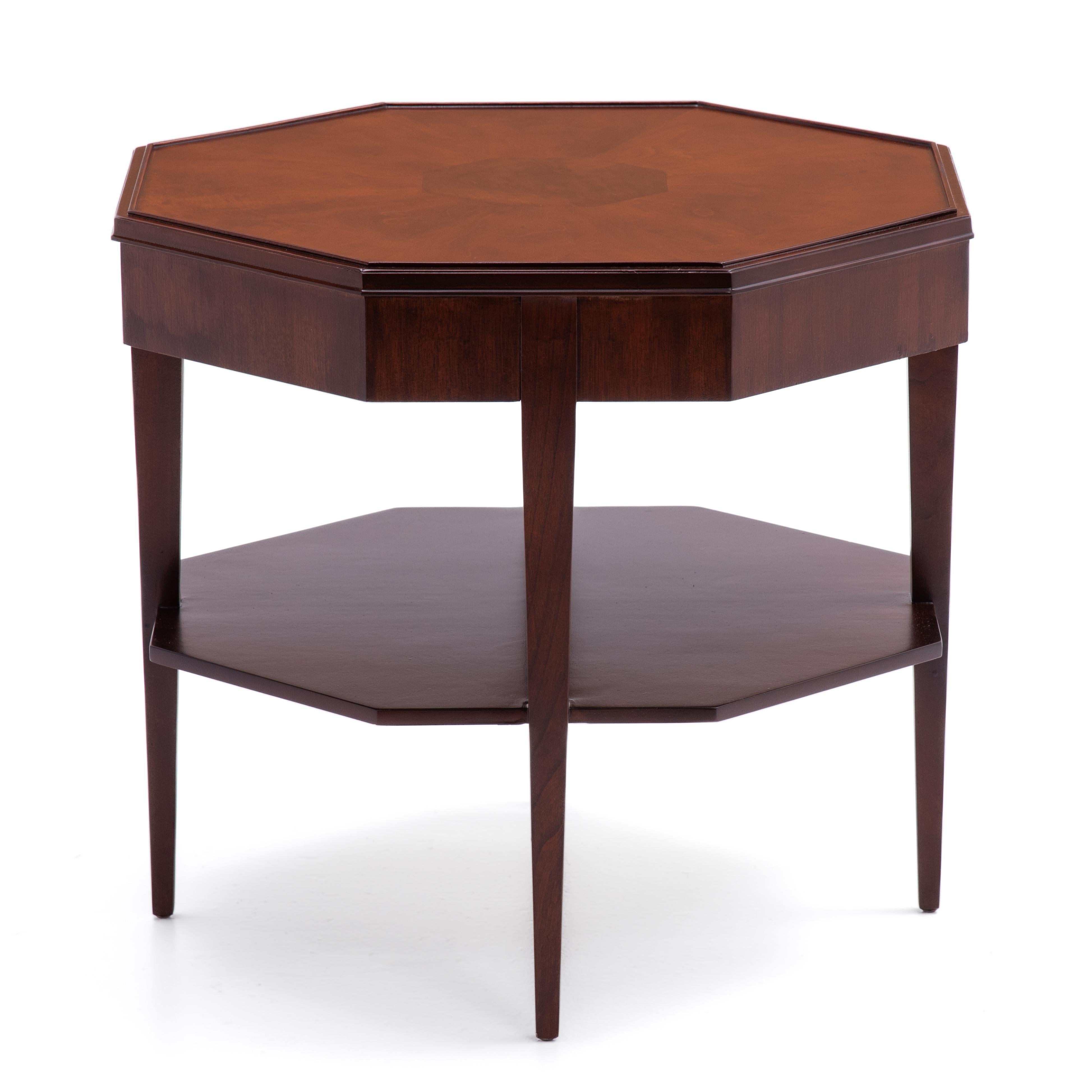 Mid-20th Century Widdicomb Walnut Octagon Lamp Side Lamp Table 1950s For Sale
