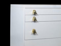 Widdicomb White Lacquered Dresser Cabinet with Brass Pulls