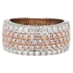 Fascia larga con pavé di diamanti Pink Diamond da 1,26 carati, oro bianco e rosa 18 carati, misura 6