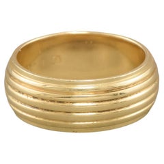 Wide 14K Gold Ribbed Wedding Band or Stacking Band Ring