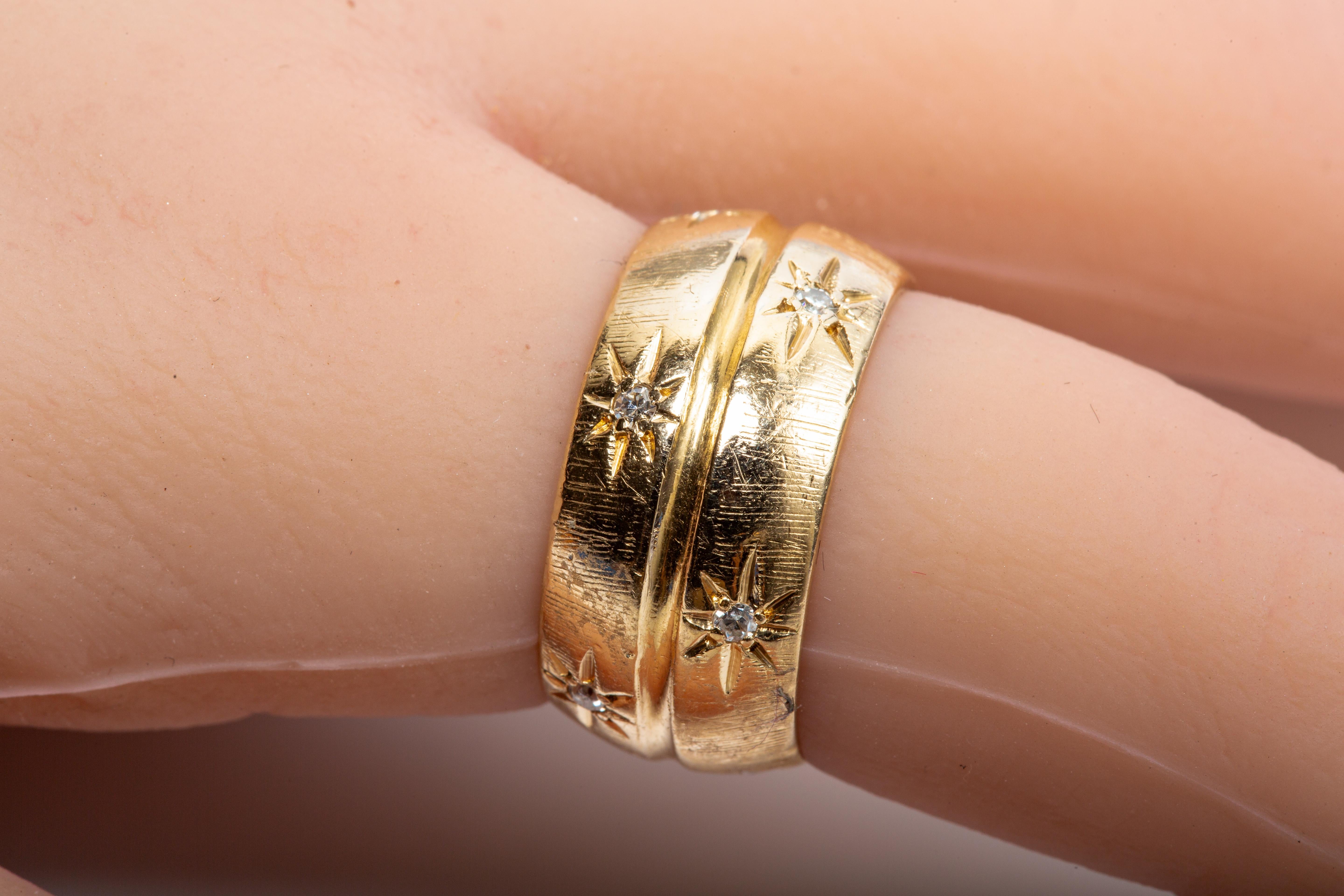 Large bague en or jaune 14k avec diamants Bon état - En vente à Bernardsville, NJ