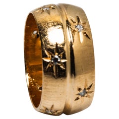 Wide 14k Yellow Gold Diamond Band/Ring