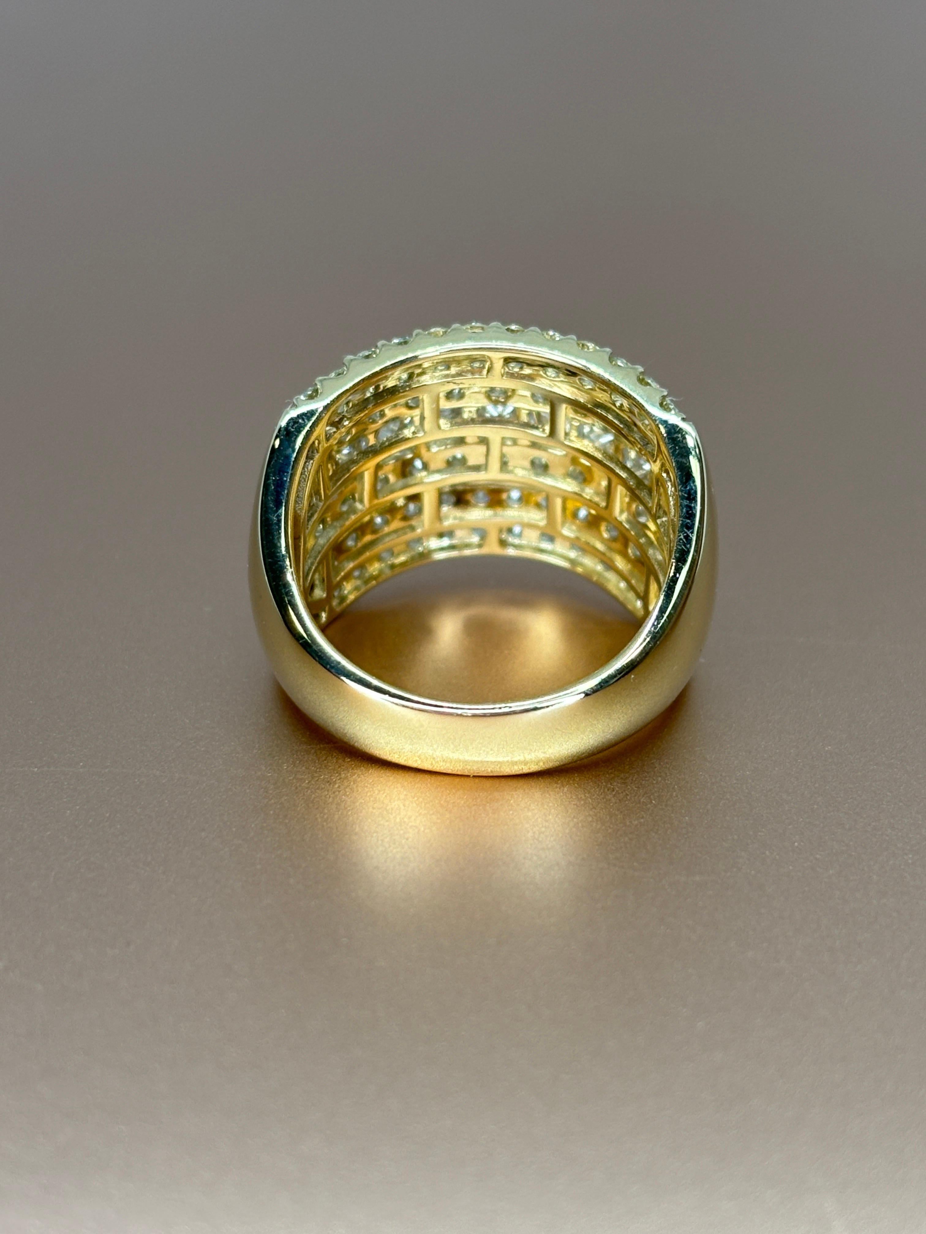 Wide 14k Yellow Gold Natural Princess & Brilliant Cut Diamond Ring, Band 5