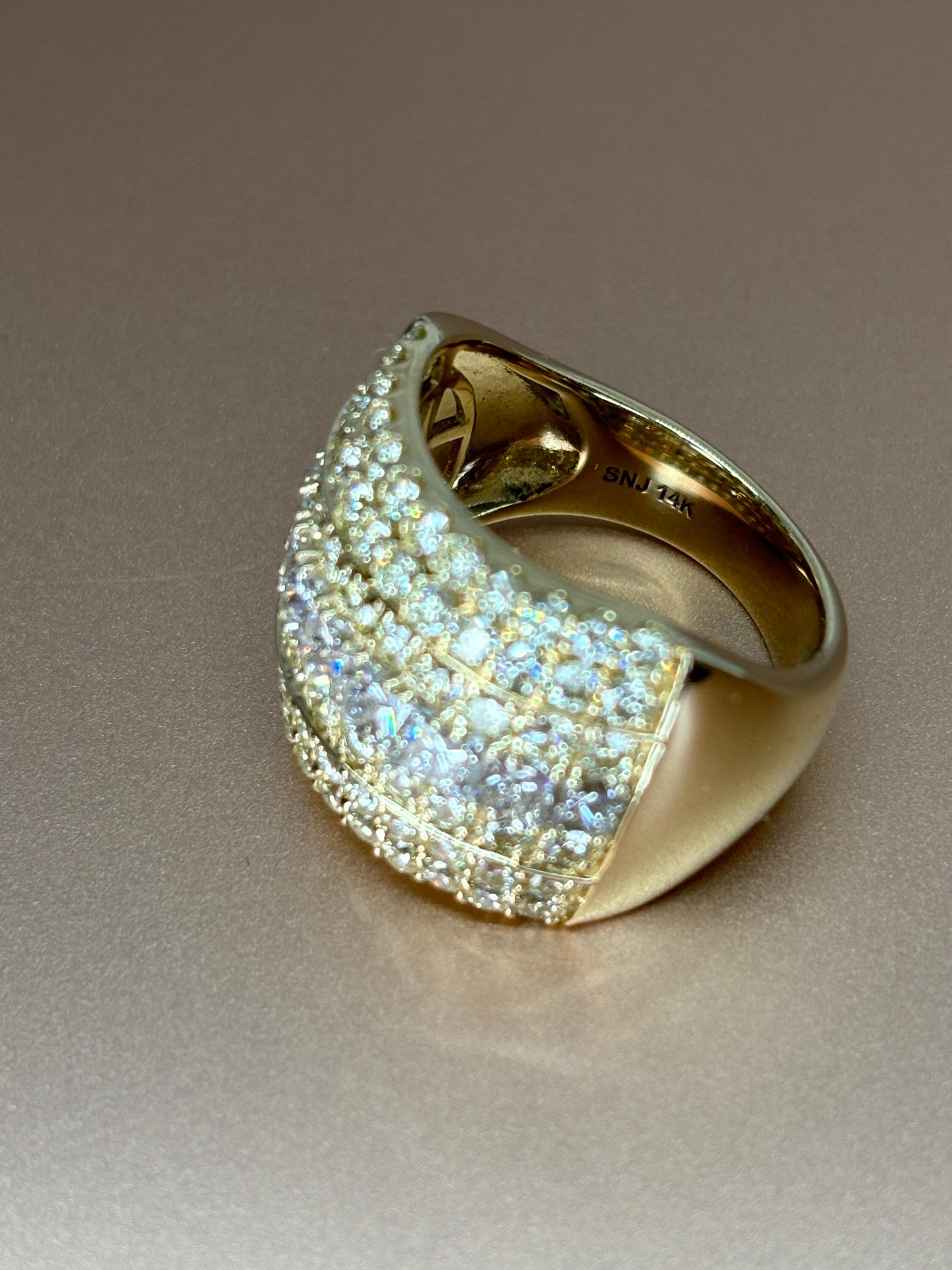 Wide 14k Yellow Gold Natural Princess & Brilliant Cut Diamond Ring, Band 8