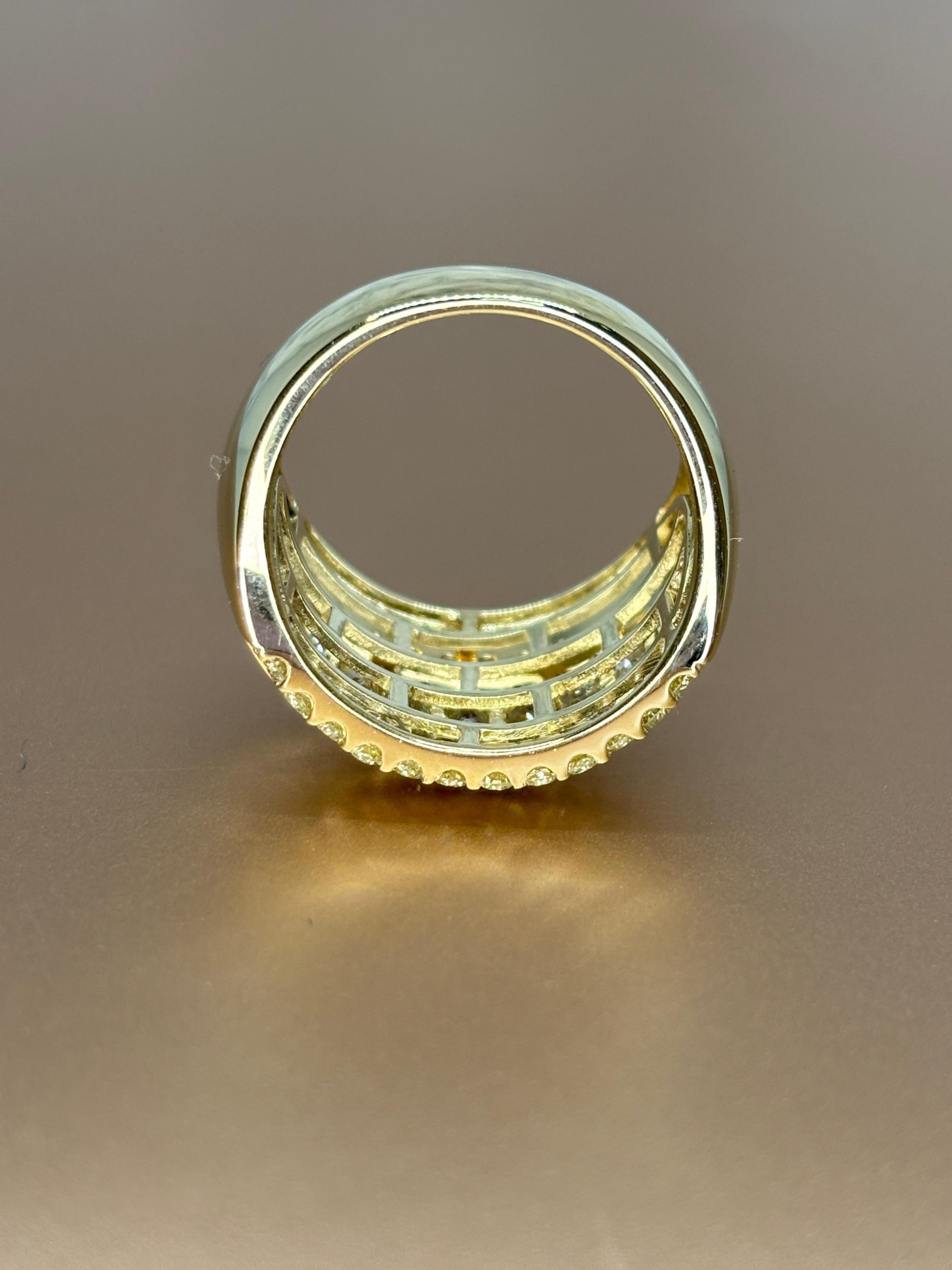Wide 14k Yellow Gold Natural Princess & Brilliant Cut Diamond Ring, Band 12