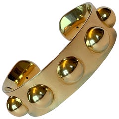 Retro Wide 18 Karat Yellow Gold Cuff Bangle Bracelet