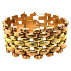 Wide 18K Yellow & Rose Gold Link Bracelet