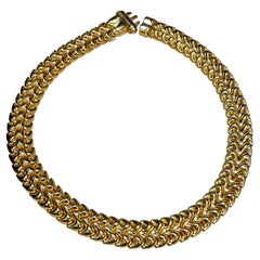 Breite Cleopatra-Halskette aus 18-karätigem Gelbgold, auffälliger Choker, 111 g, italienisch