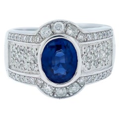 2.53 Sapphire Halo 1.50 Carat Diamond Ring