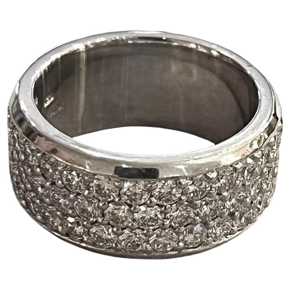 Wide 3 Row Diamond Eternity Band 5.15 carat total weight in 18k White Gold