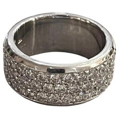 Wide 3 Row Diamond Eternity Band 5.15 carat total weight in 18k White Gold