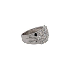 Wide 3 Row Round Brilliant Diamond Ring in 18k White Gold