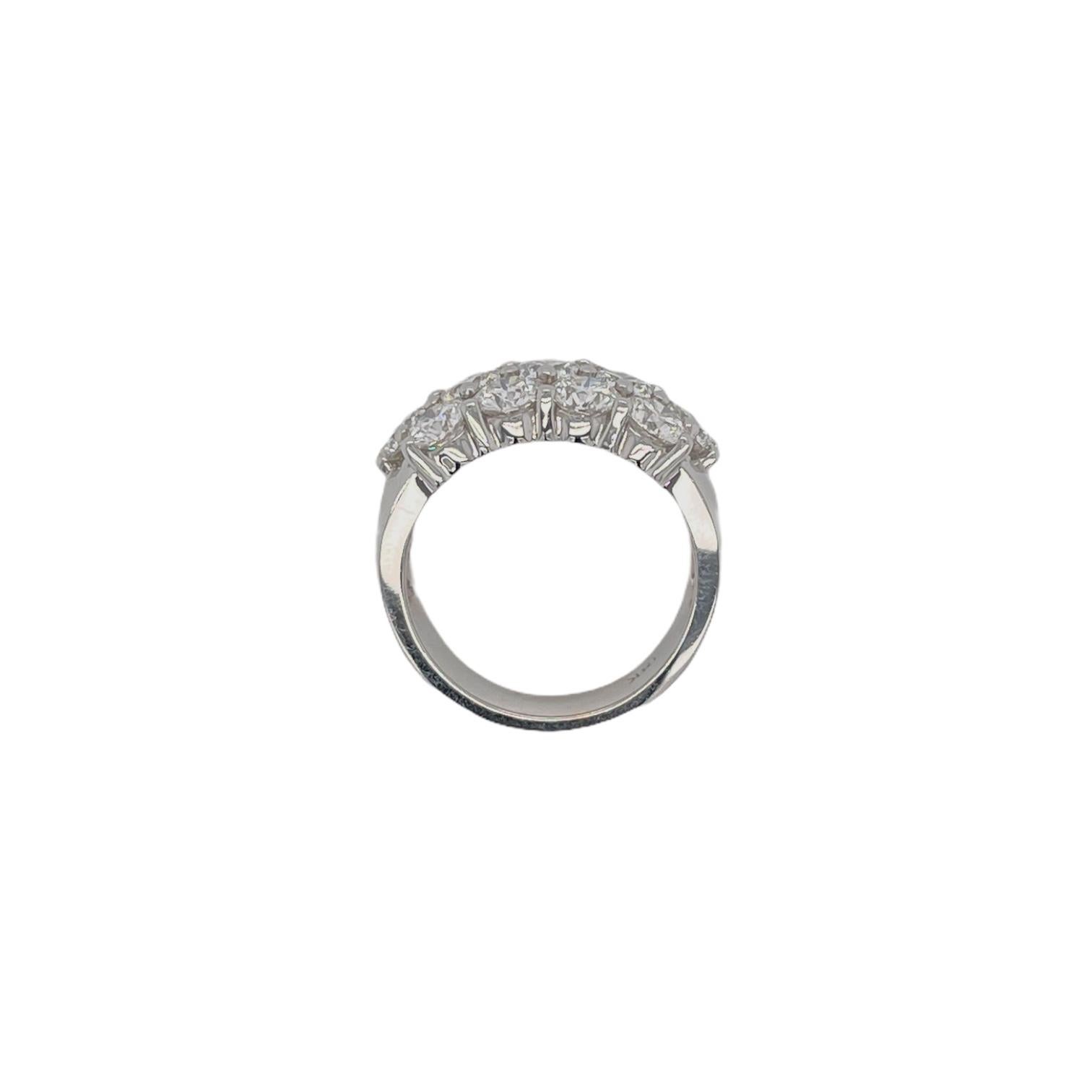 Modern Wide 3 Row Round Brilliant Diamond Ring in 18k White Gold For Sale