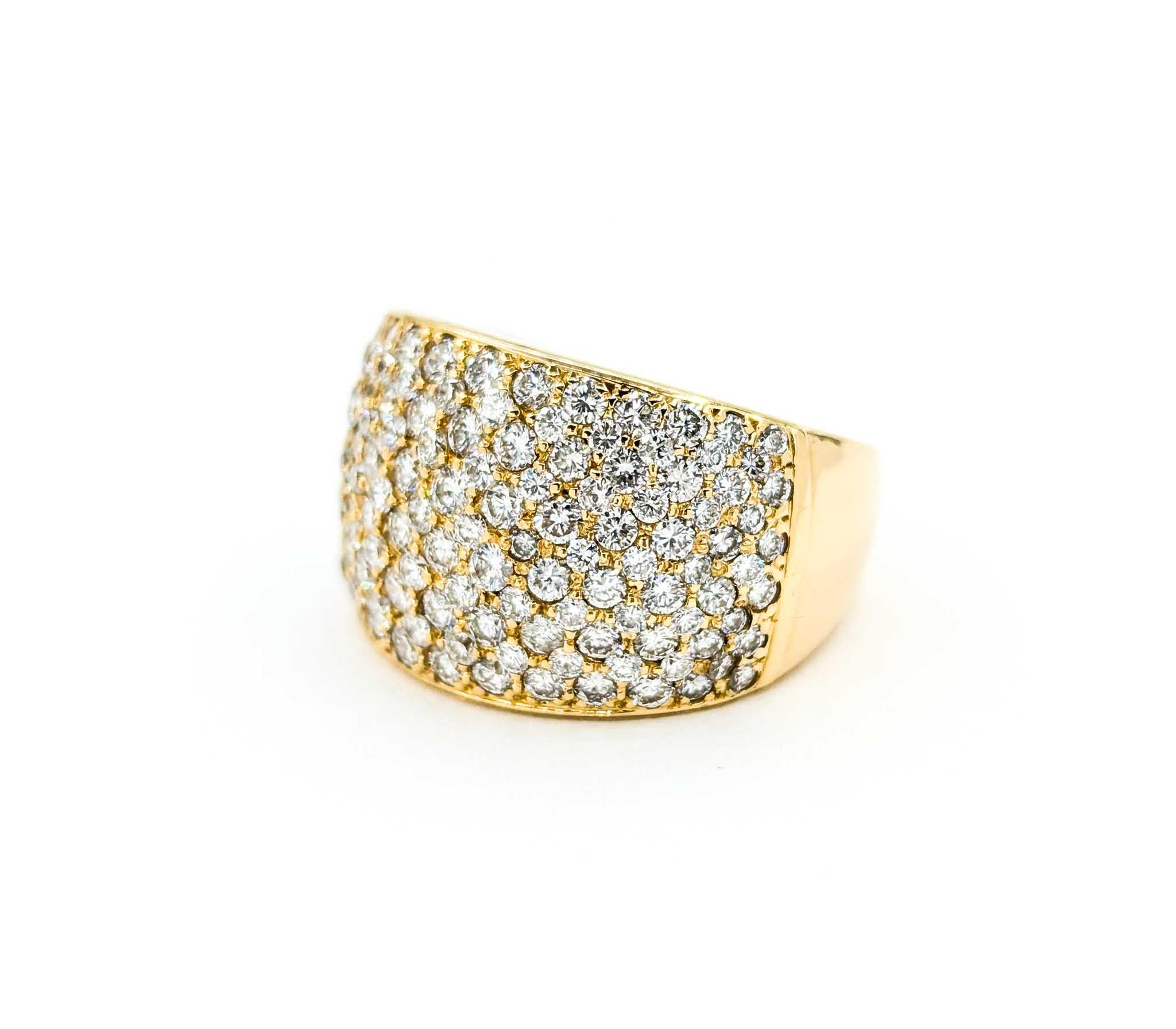 Breiter 3,00 Karat Diamant-Pavé-Ring aus 18 Karat Gelbgold mit Diamanten 3
