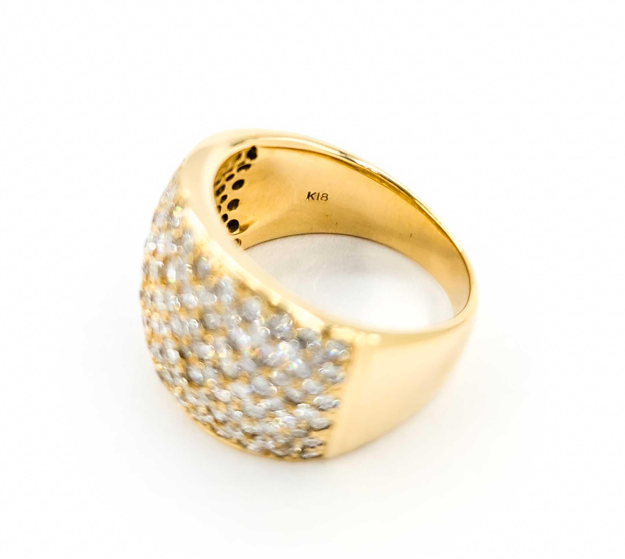 Breiter 3,00 Karat Diamant-Pavé-Ring aus 18 Karat Gelbgold mit Diamanten 4
