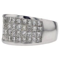 Bracelet large à 4 rangées de diamants de 2,40 carats à monture invisible