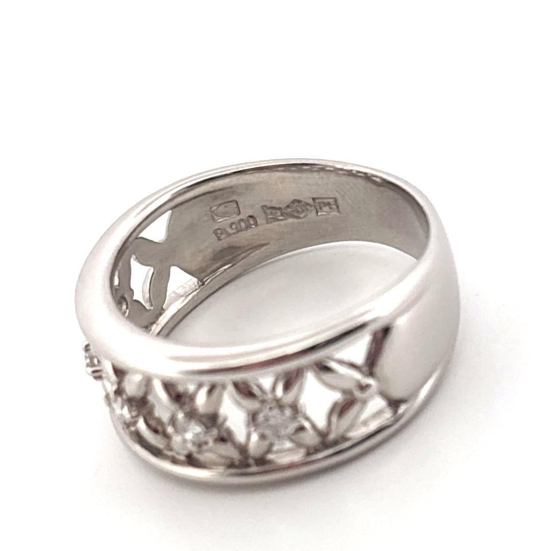 Large 5 anneau en X en platine avec diamant taille ronde 0.15ctw en vente 5