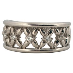 Large 5 anneau en X en platine avec diamant taille ronde 0.15ctw