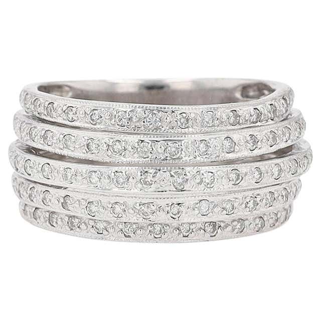Wide Rows Bands Three-Row Round Wide Diamond Eternity Band For Sale at 1stDibs | wide ...