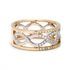 Wide .50ctw Diamond Criss Cross Band, 14k Yellow and White Gold, Ring Size 6.25