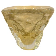 Wide Abstract Murano Sommerso Vase with Aventurina