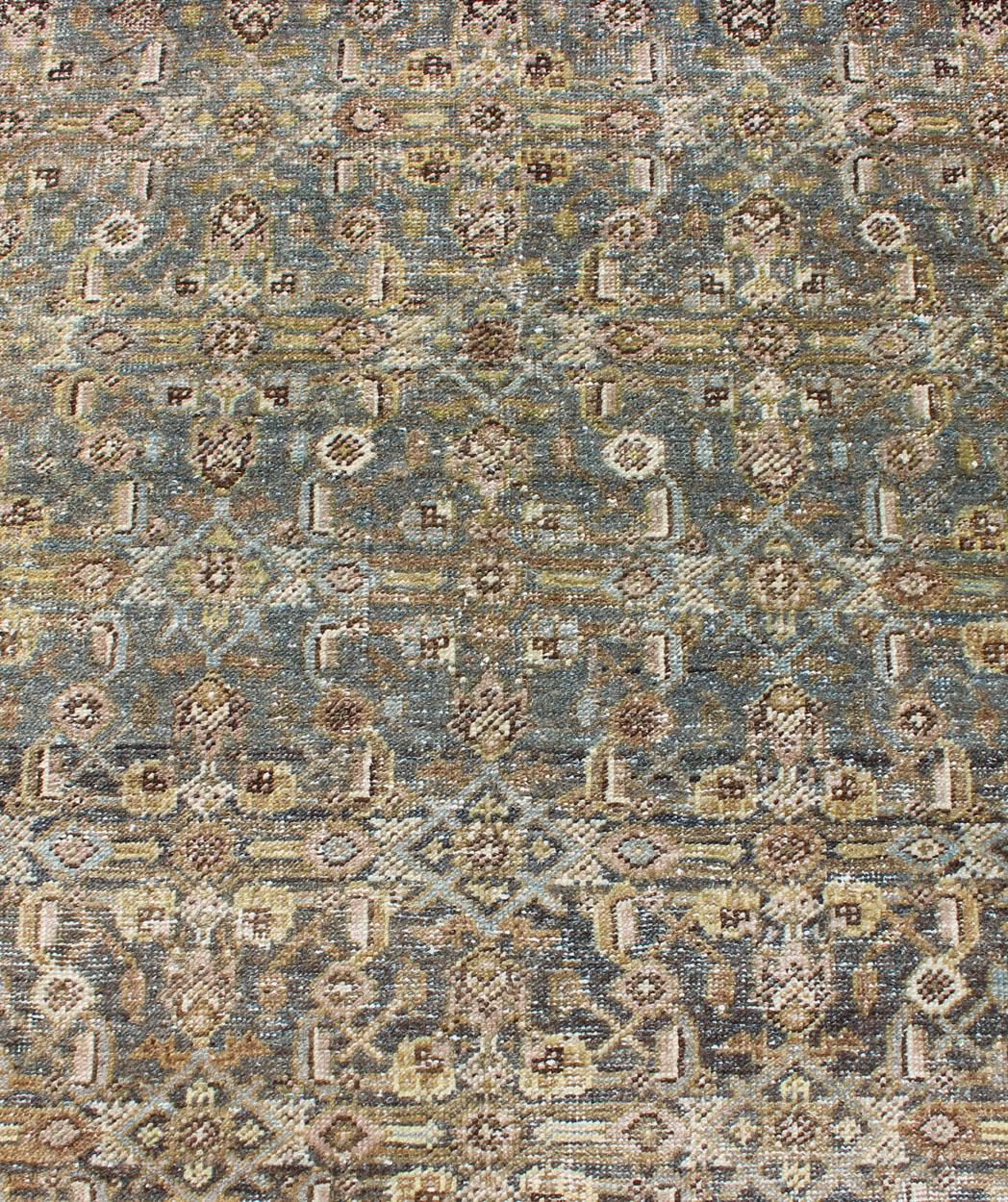 Wide and Long Antique Persian Malayer Runner with All-Over Design in Gray For Sale 10