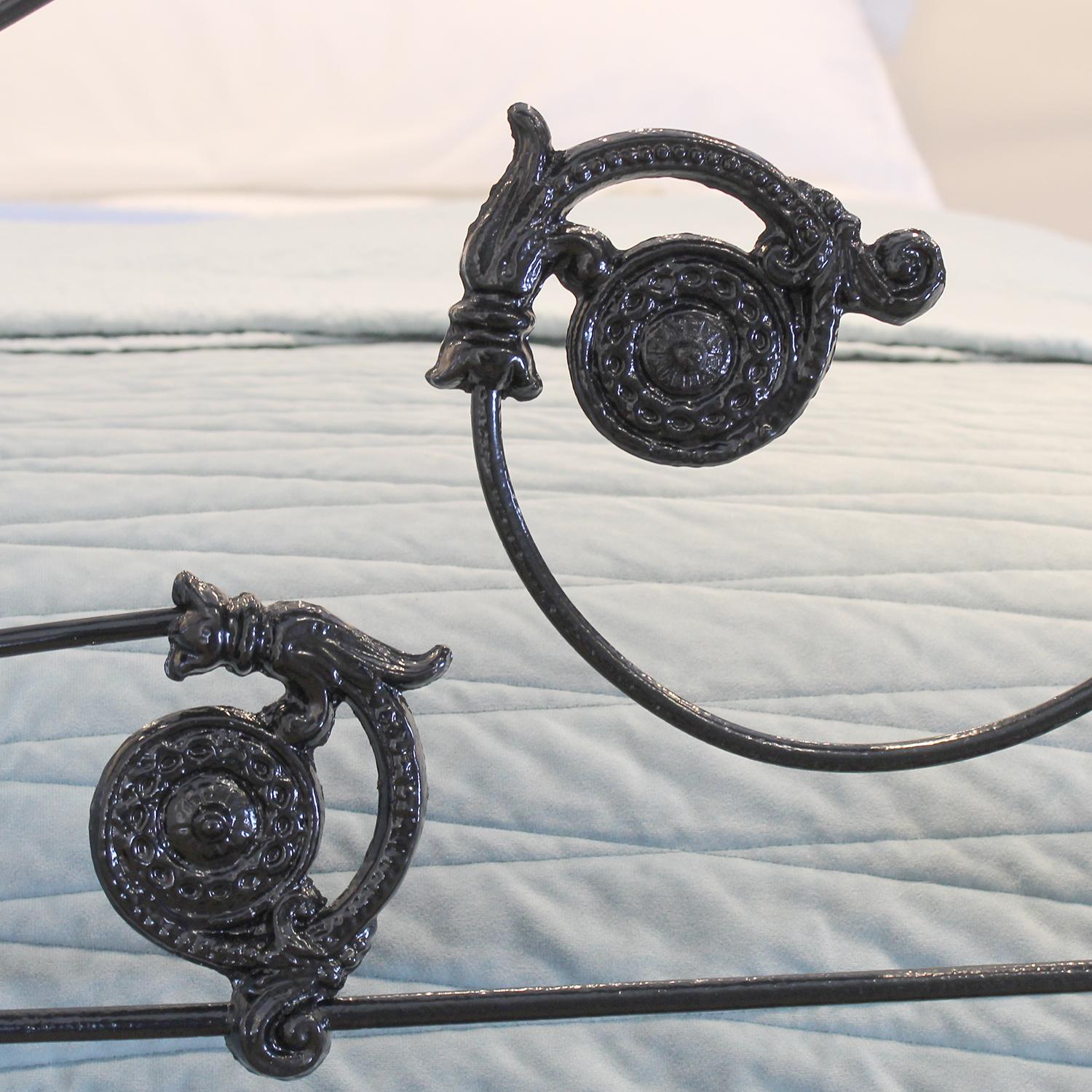 Late 19th Century Wide Antique Bed in Black MSK78
