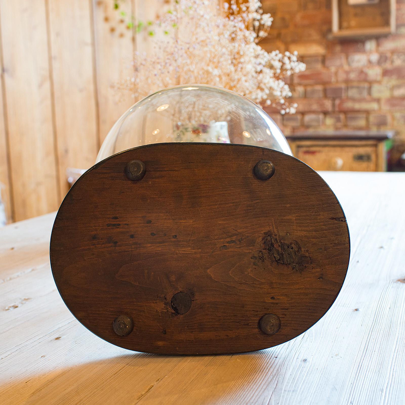 Wide Antique Clock Dome, English, Glass, Pine, Display Showcase, Victorian, 1860 For Sale 1