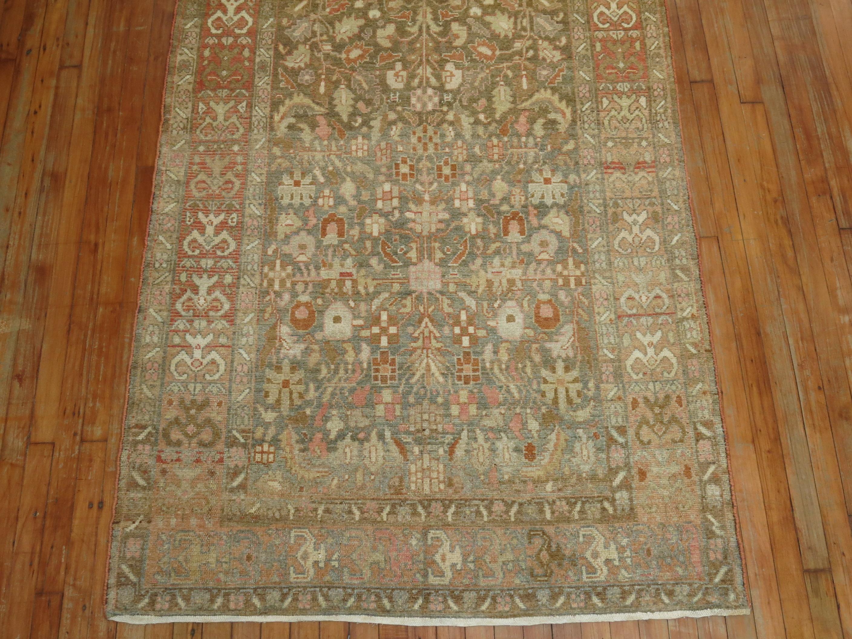 Wool Wide Antique Persian Malayer Runner For Sale