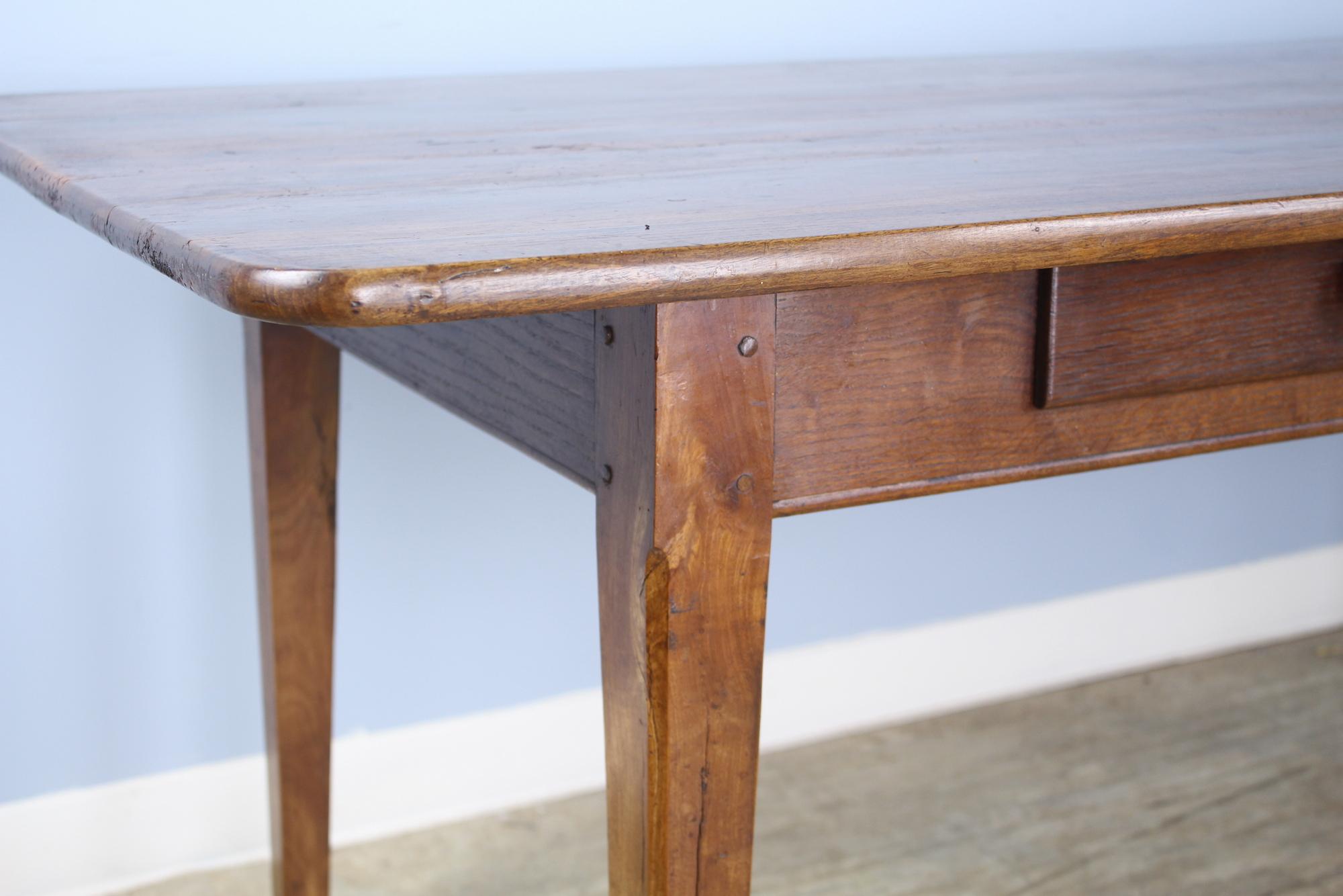 Wide Antique Walnut Dining Table, Two Drawers In Good Condition In Port Chester, NY