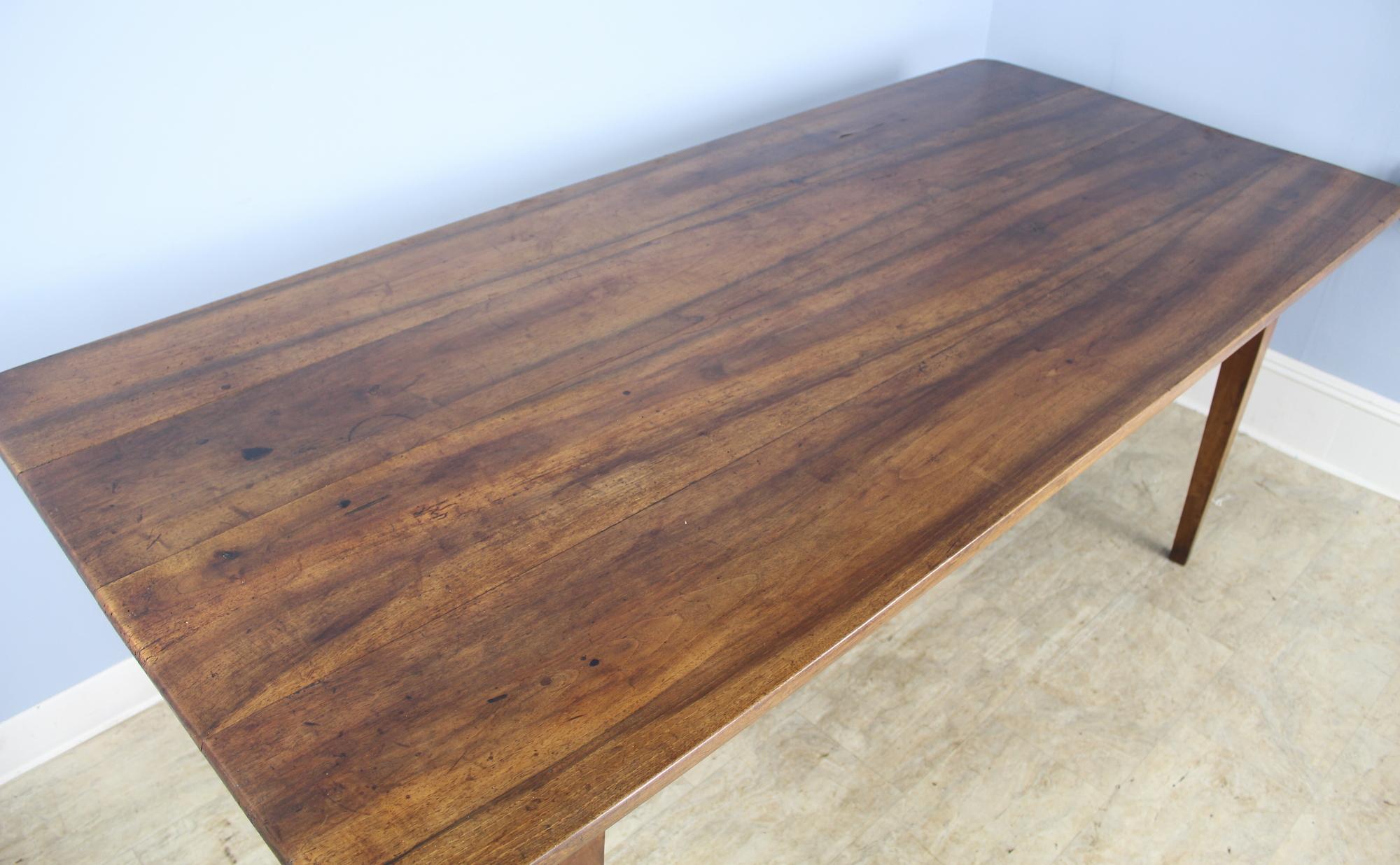 Wide Antique Walnut Dining Table, Two Drawers 1
